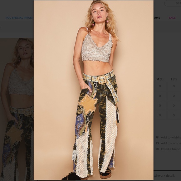 POL Camo and Lace Flare Jeans - Picture 5 of 6